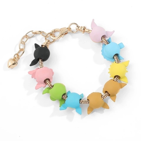 Gold Plated Pokémon Eeveelution Themed Charm Bracelet Adjustable Sizing Design - Picture 3 of 8
